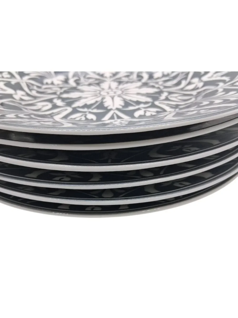 Z Gallerie Salad/Bread Plates Gray & White Floral Ceramic Indonesia Set of 6